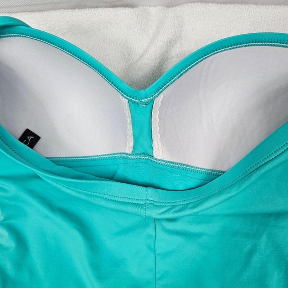 La Blanca Women's Blue High Back Ruching One Piece Swimsuit - Picture 7 of 8